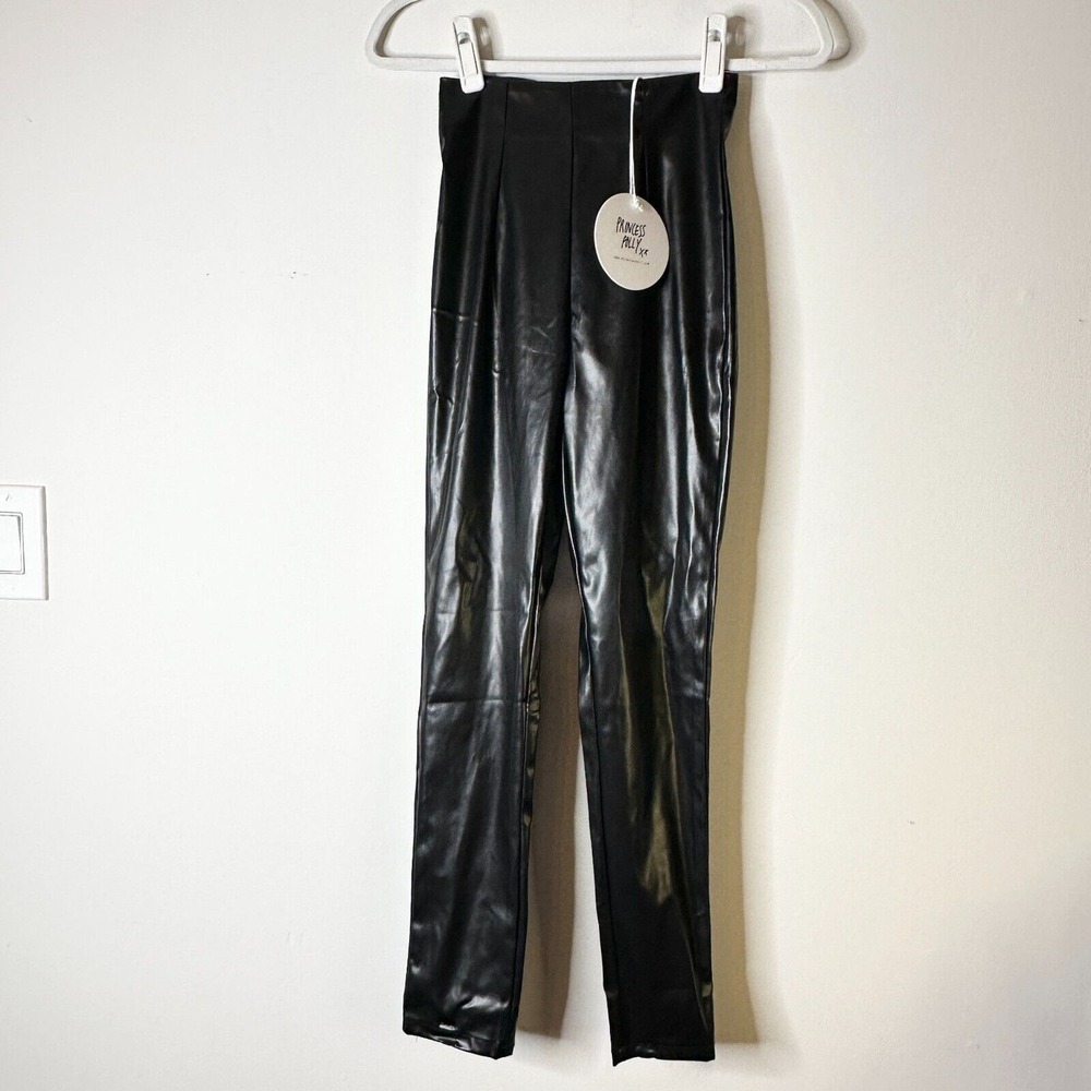 Princess Polly Lyra Pants Women 0 Black Faux Leather Skinny High Waist NWT